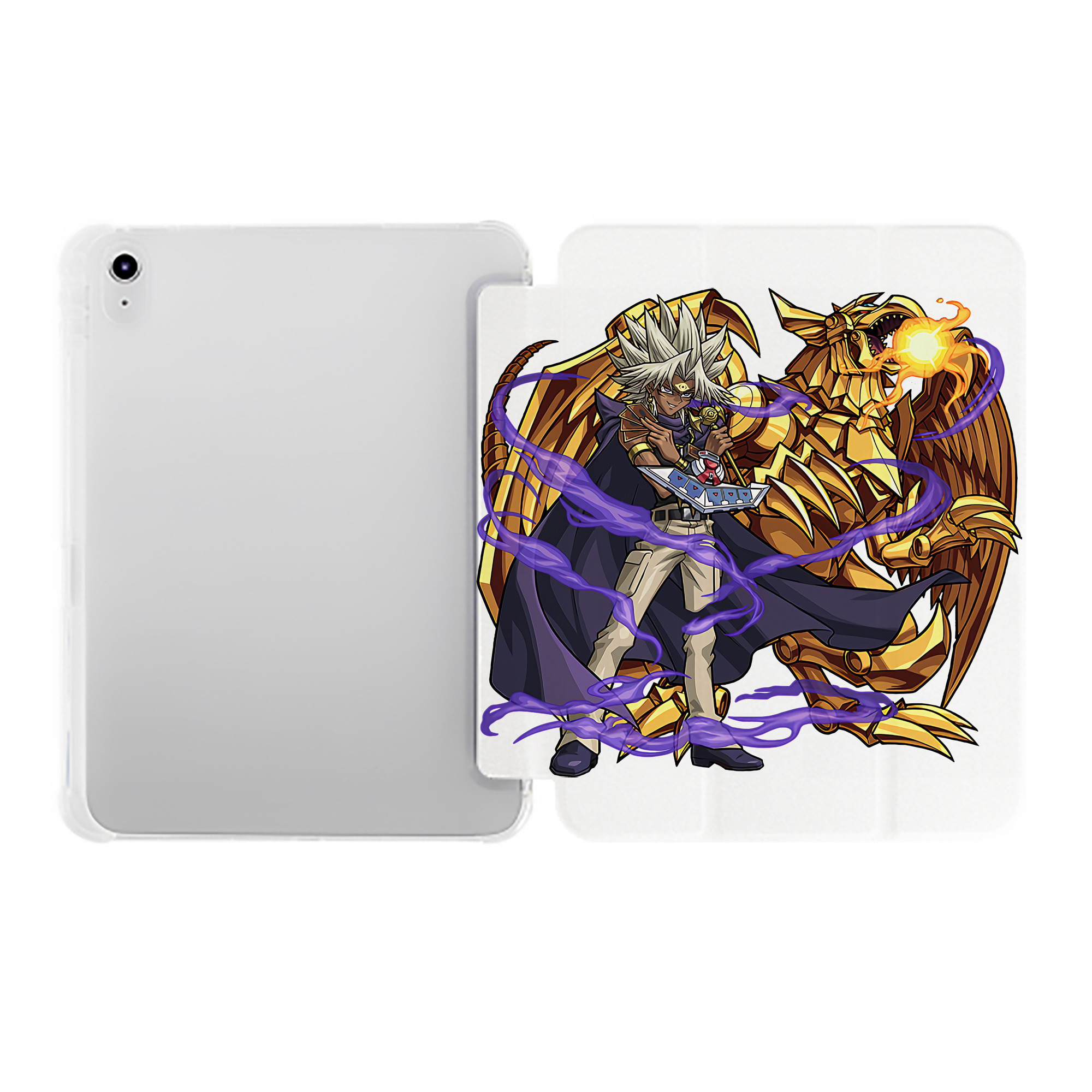 （画像用） 遊☆戯☆王 Yu-Gi-Oh! IPad ケース ペン収納付き 三つ折りスタンド PUレザー×シリコン 対応機種9.5/10.5/10.9インチ